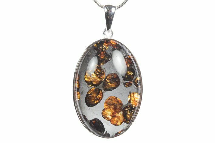 Sericho Pallasite Oval Meteorite Pendant - Kenya #351413